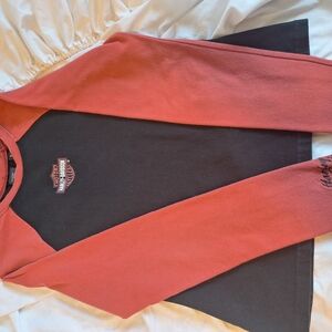 Harley-Davidson Red and Black Long Sleeve Shirt